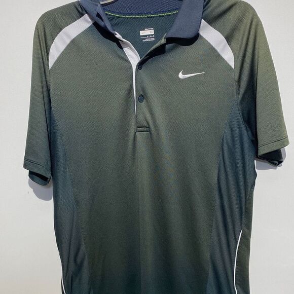 Nike Fit Dry Men's Athletic Colorblock Green / Blue Polo Shirt Size M - Picture 1 of 9